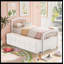 Lit plateforme simple en bois massif avec 6 tiroirs, blanc
