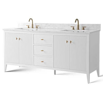 Meuble-lavabo double 72 po avec plateau en marbre