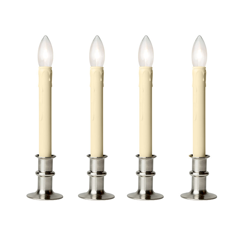 Dual Intensity Battery LED Window Candle, Brushed Nickel