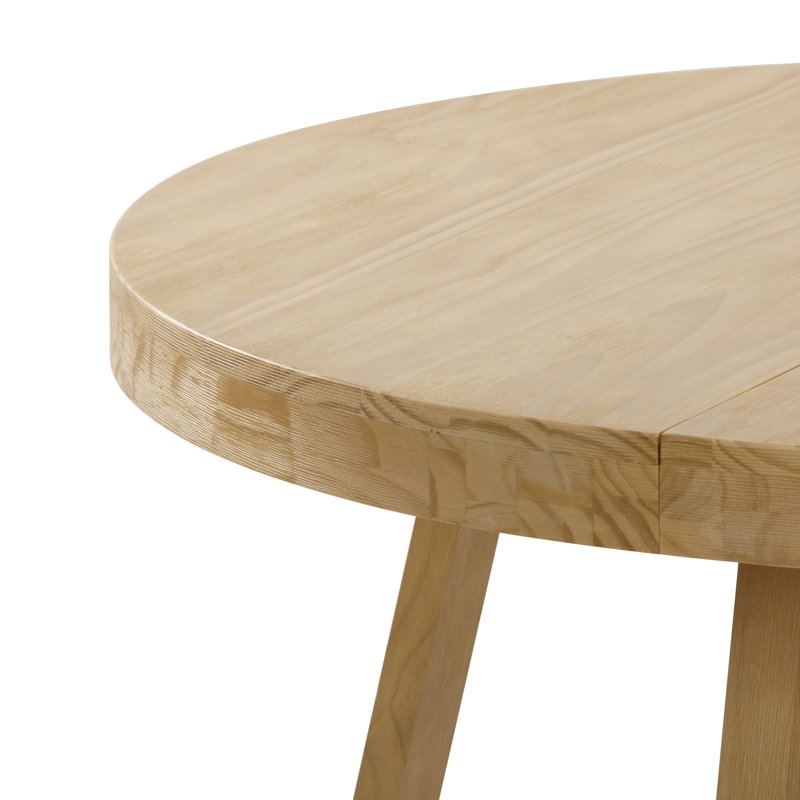Carlesha Solid Pine Wood Round Dining Table, Blonde