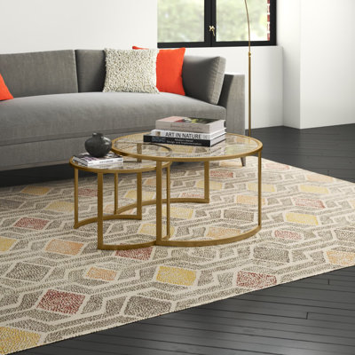 Kahoka 36" Glass And Steel Round Nested Coffee Tables