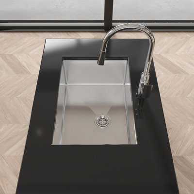 Évier de cuisine 27 po x 19 po en acier inoxydable gris - style encastré avec drainage plus rapide et surface de travail Nano