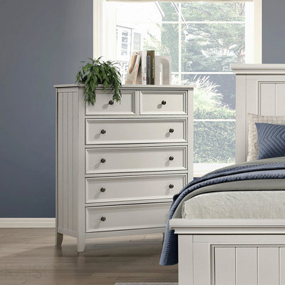 Classic White Finish Chest Of 6 Drawers Storage 1pc Modern Bedroom Furniture Farmhouse Style