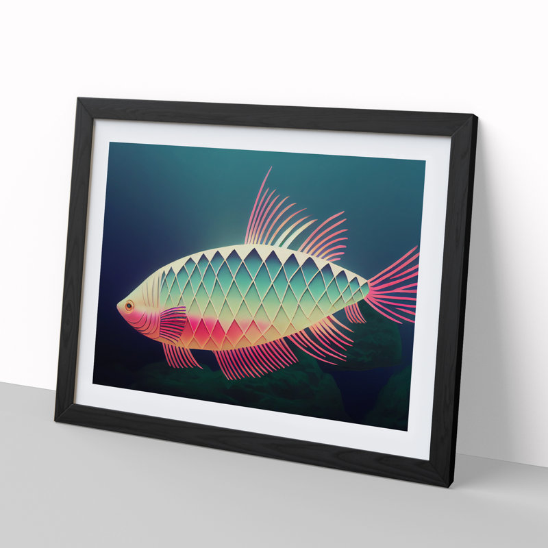 XH1022-6604X Fish Vol.1 - Single Picture Frame Painting, Black, 46cm H x 64cm W x 2cm D