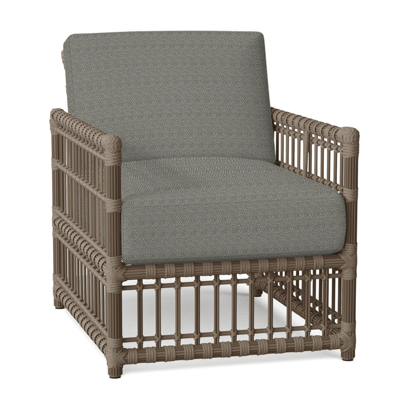 Newport Arm Chair with Cushions, No Welt, Newport #66 Burlap, Avila Natural White