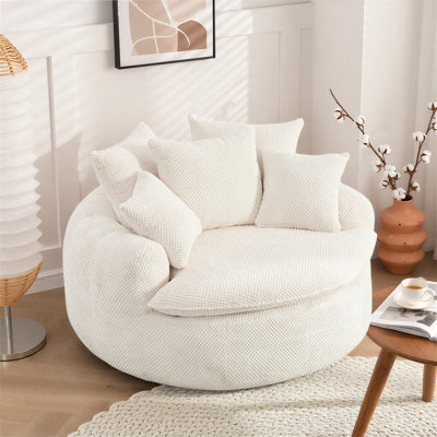 Fauteuil lounge surdimensionné en forme de baril, rempli de mousse, de 53 pouces de large, aucun assemblage requis