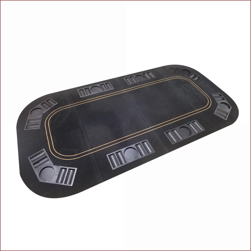 Plateau de table de poker 63 po pliable avec feutre noir, plateaux à copeaux et porte-gobelets | Noir | Moderne