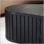 Table basse cylindrique moderne en bois de 42,52 pouces fabriquée à la main de forme irrégulière pour le salon, petite table basse avec piédestal robuste, noir
