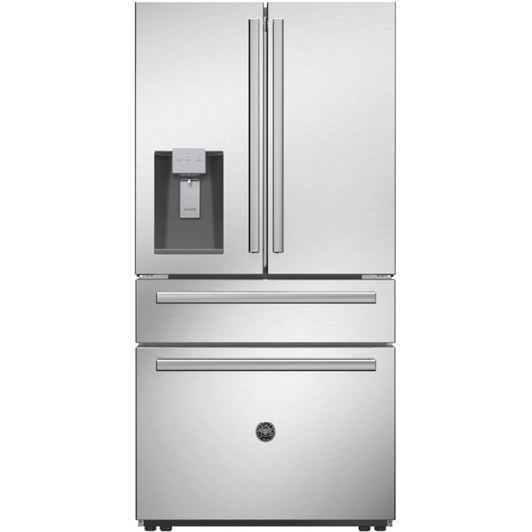 Bertazzoni 36" 21.6 Cubic Feet Energy Star Smudge-Resistant French Door Refrigerator with Water and Ice Dispenser