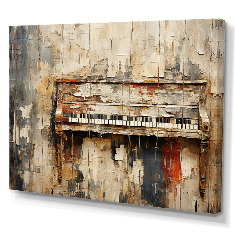 Rustic brown piano melody I - Music Piano, reproduction sur toile, H 16 po x l 32 po x P 1 po, Toile tendue