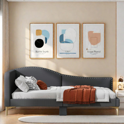 Upholstered Daybed With Headboard And Armrest
