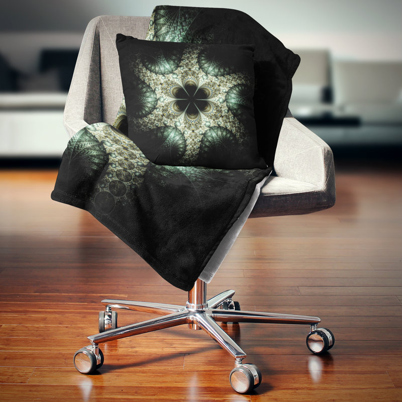  Coussin abstrait fleur fractale, 16 po x 1 po, Coussin décoratif