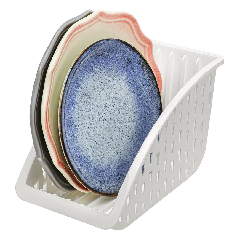 Crystalia Plastic Dish Holder Organizer Set of 2 – BPA-Free Compact Plate & Utensil Drying Racks for Sink or Countertop