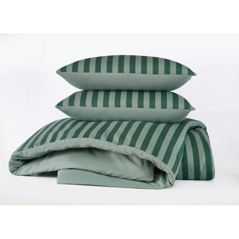Truly Soft Weston Stripe Microfiber Comforter Sets, Green Striped, Twin Comforter + 1 Standard Sham