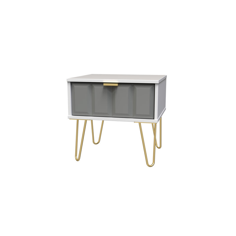 Allem 1 Drawer Bedside Cabinet (Ready Assembled), Shadow Matt/White