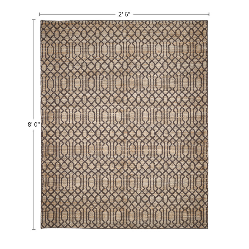 Sophie Geometric Area Rug in Brown/Beige, Runner 2'6" x 8'