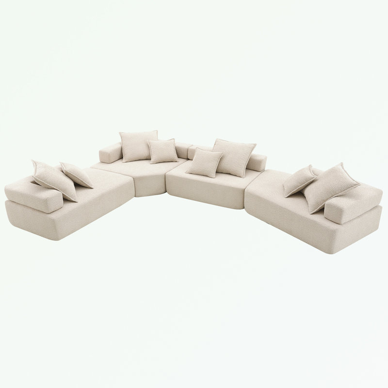 Canapé modulaire surdimensionné rembourré de mousse Breydan, Mélange de polyester beige