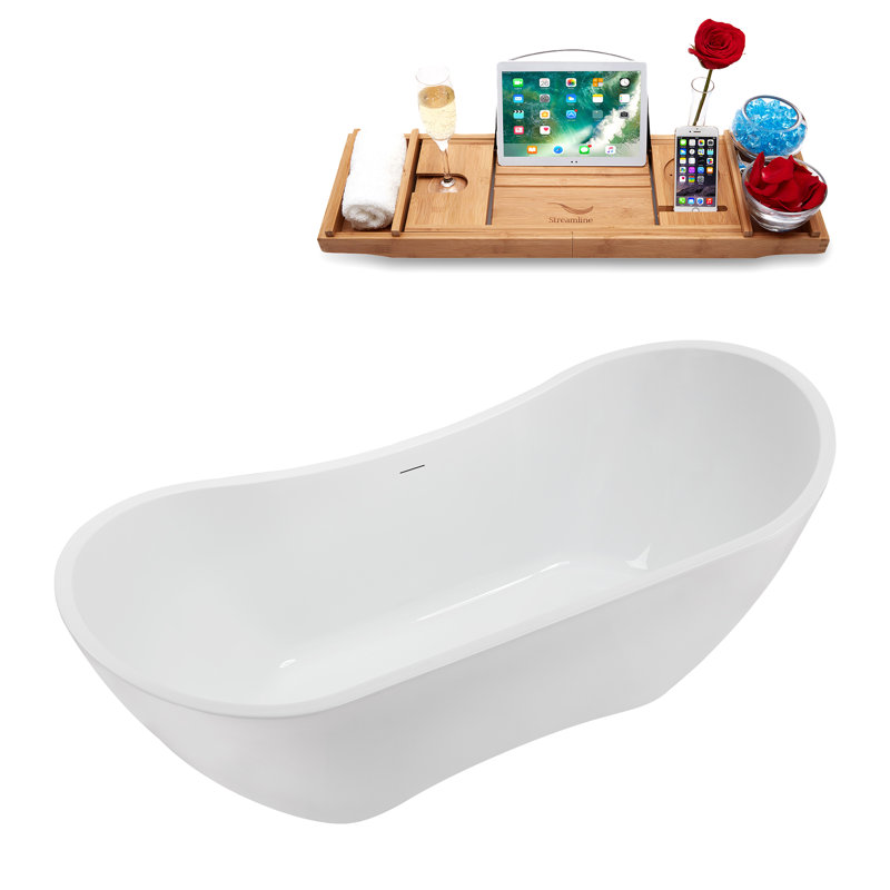 Baignoire et plateau autoportant avec drain interne Streamline, Laiton poli