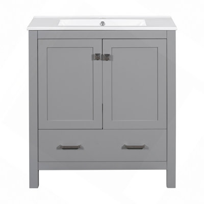 30" Bathroom Vanity With Single Sink, Combo Cabinet Undermount Sink, Bathroom Storage Cabinet With 2 Doors And A Drawer, Soft Closing, Multifunctional Storage, Solid Wood Frame