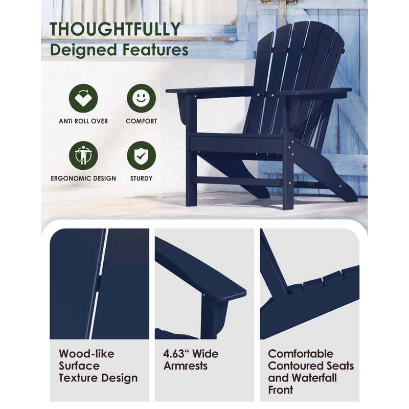 Arneson Outdoor Adirondack Chair, Navy
