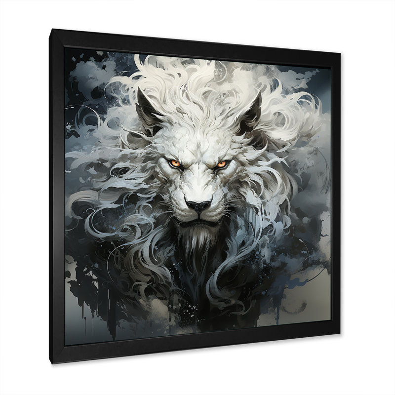Peinture de créature mythique, Cadre simple noir, H 36 po x l 36 po