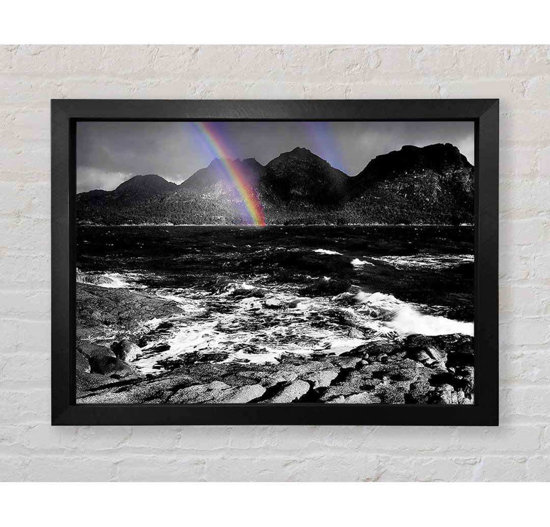 Regenbogen Ozean Berge B N W - Einzelne Bilderrahmen Kunstdrucke