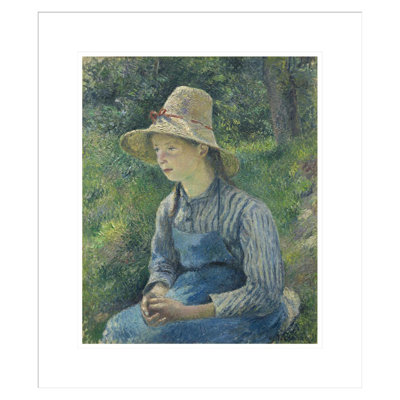 Peasant Girl with a Straw Hat by Camille Pissarro -Framed Giclee Print