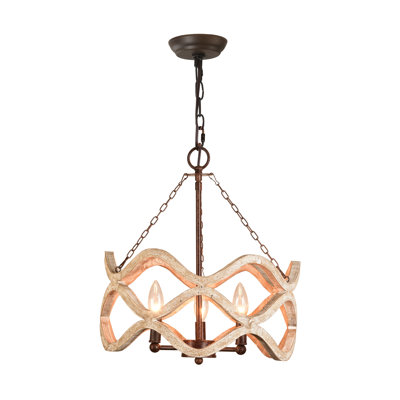 3 - Light Wood Dimmable Empire Chandelier