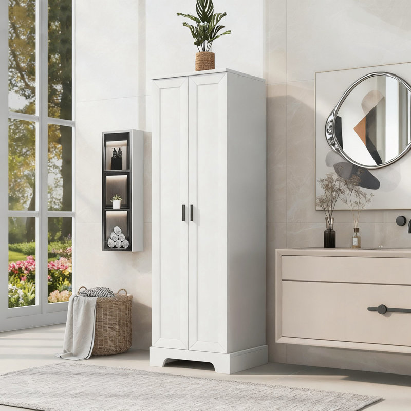 Storage Cabinet With Two Doors For Bathroom, White