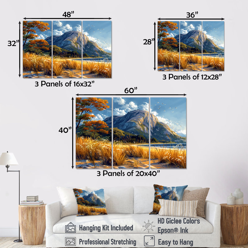 Clair - ensemble d'art mural plage, Toile tendue, H 32 po x l 48 po x P 1 po