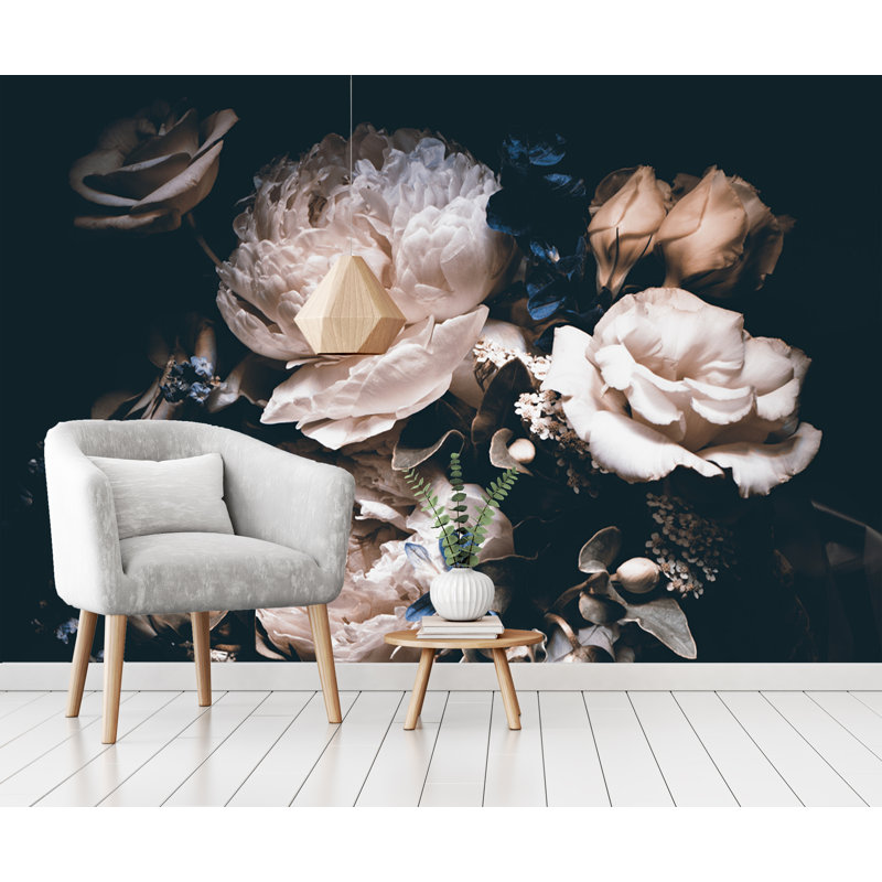 Murale bouquet de pivoines Yesmin, l 106 po x L 187 po