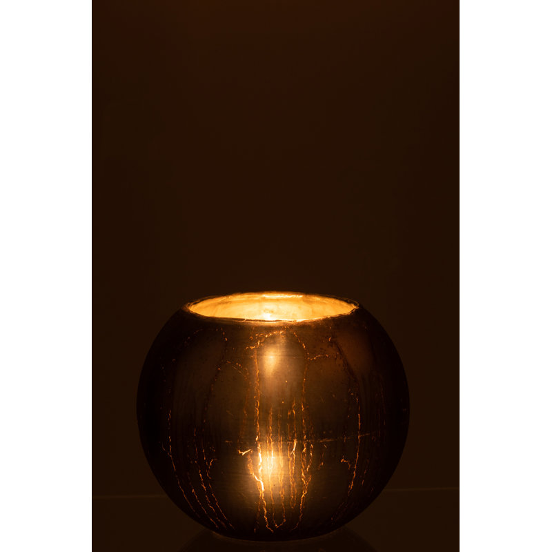 Cozy Glass Tabletop Tealight Holder, 17cm H x 19cm W x 19cm D