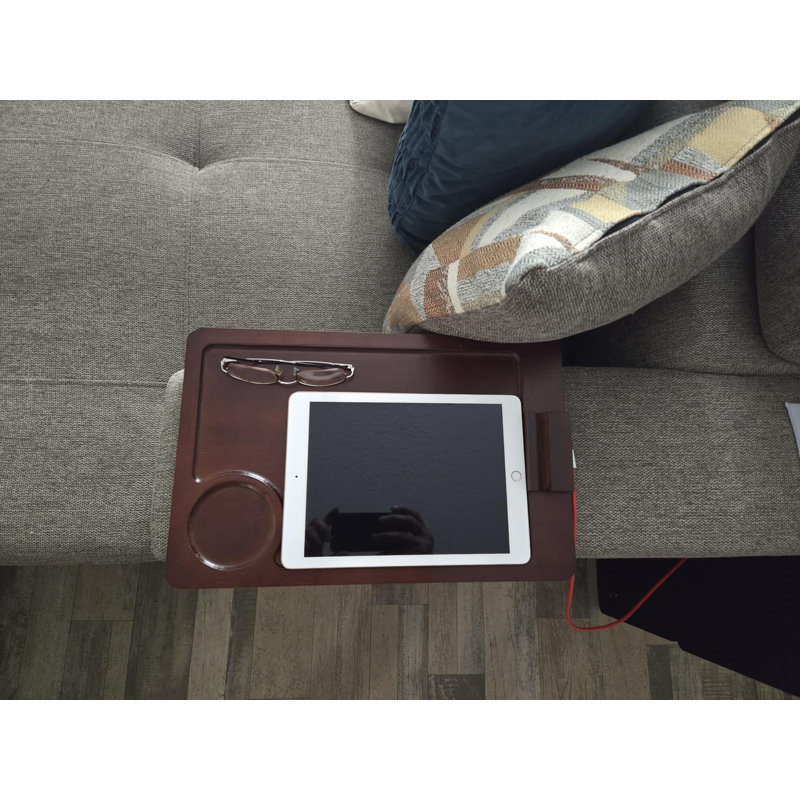 Large Sofa Armrest Tray For Wide Sofas, Foldable Sofas With 360 Degree Phone Holder