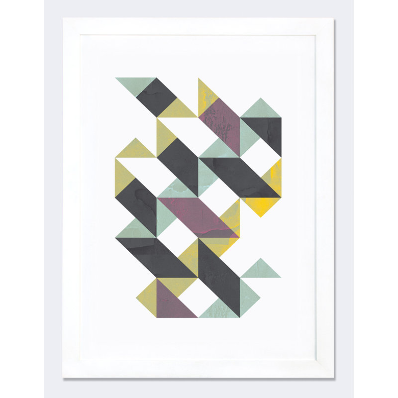 « triangles i », impression, H 24 po x l 16 po x P 1 po, Papier encadré blanc