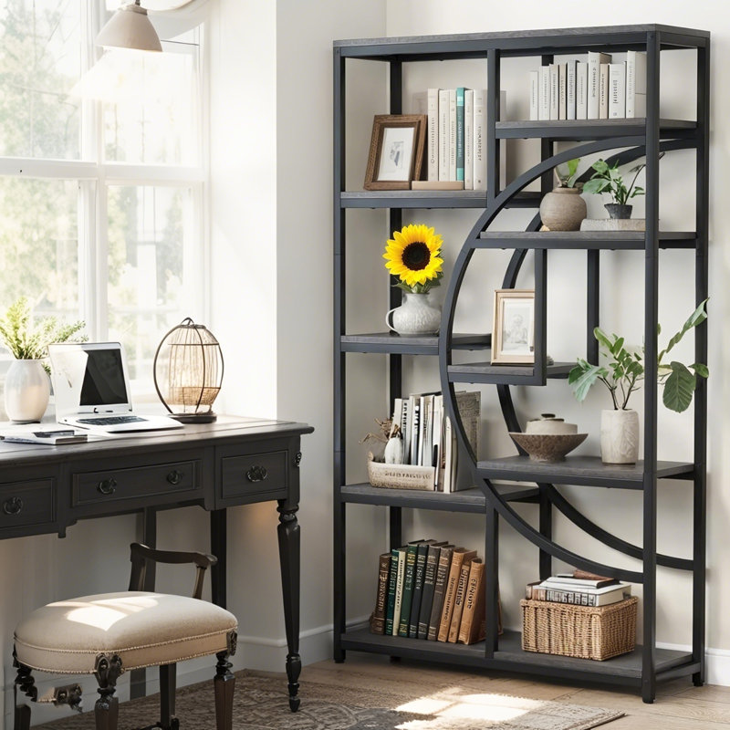 Bibliothèque géométrique 69 "avec 9 tablettes ouvertes