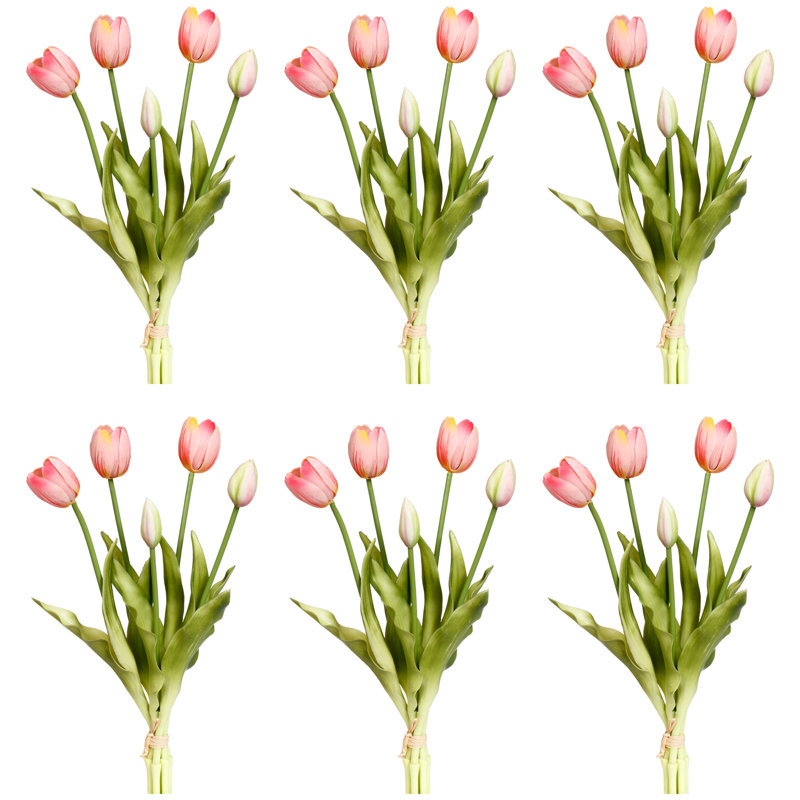 Bouquet de tulipes en fleurs - ensemble de 6 15 pouces, Rose