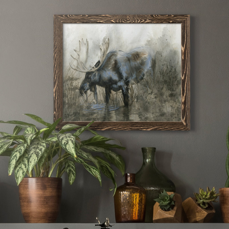 Élan majestueux - reproduction d'art sur toile, H 20 po x l 17 po x P 1,5 po, Noyer