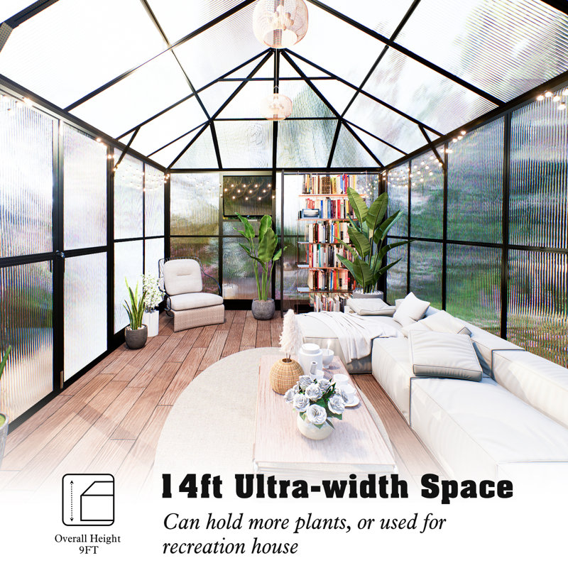 Grower’s Haven Victorian Style Polycarbonate Greenhouse, 110.16" H x 165.6" W x 112.2" D