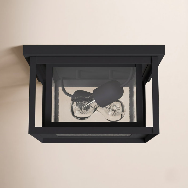 Vermont 10'' W 2 - Bulb Outdoor Flush Mount, Black