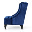 Fauteuil club en velours à haut dossier, fauteuil à oreilles rembourré, bleu marine