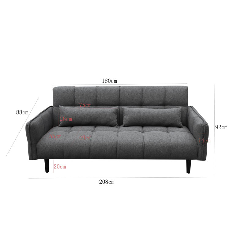 3 Seater Sofa Bed, Silver
