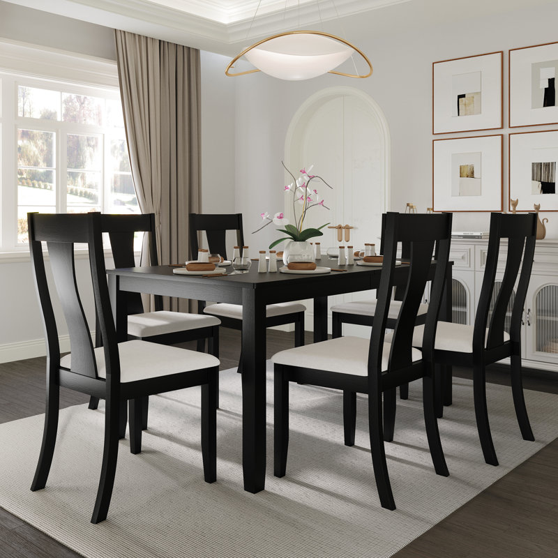 Ocossio 6 - Person Four Leg Dining Set, Black