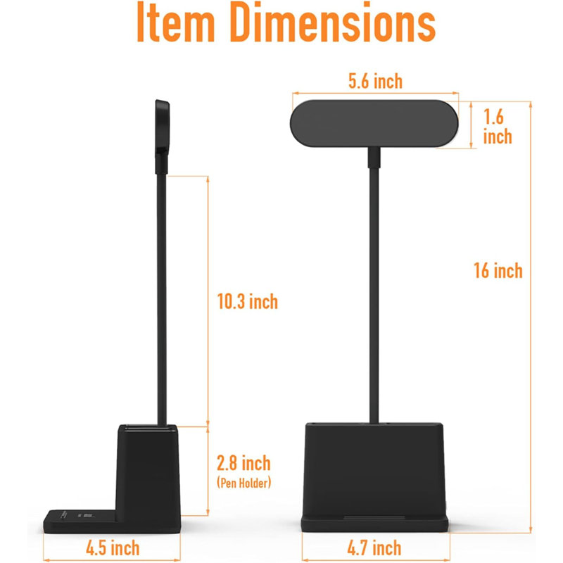 Covie Adjustable Desk Lamp with Storage, Black