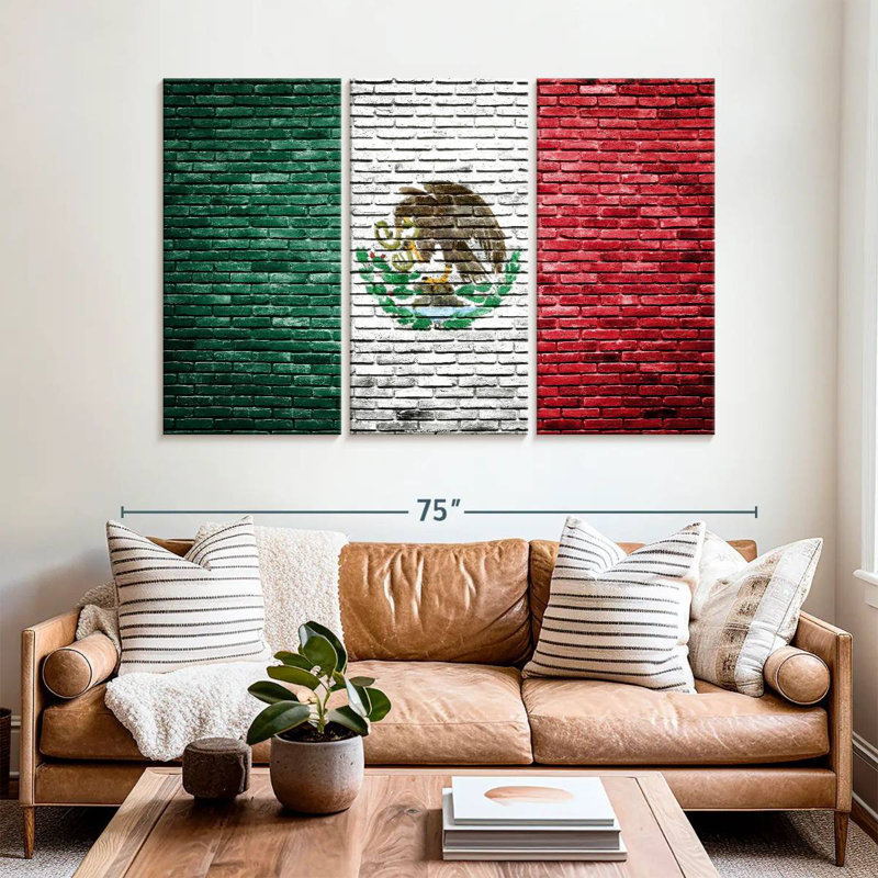 Borges Bricked Mexican Flag, 42" H x 65" W
