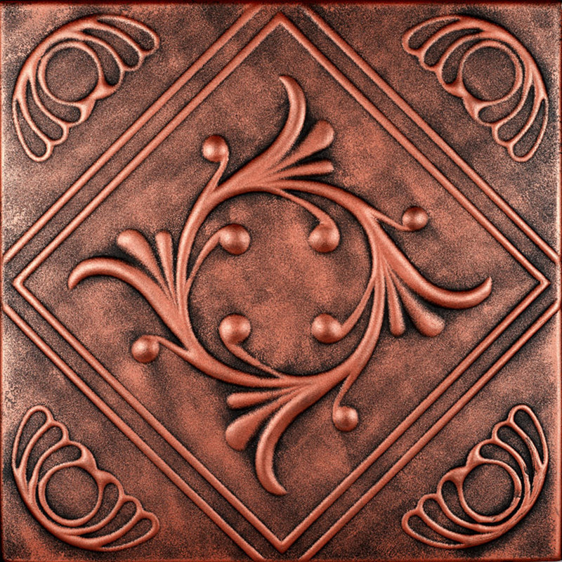 Carreau de plafond en polystyrène recouvert de diamant 1,6 pi x 1,6 pi Diamond Wreath, Cuivre antique