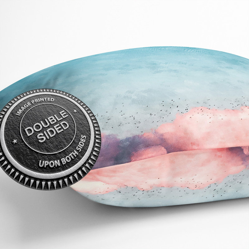 Migrating Birds Painting Cushion with Filling, 55cm H x 55cm W x 20cm D