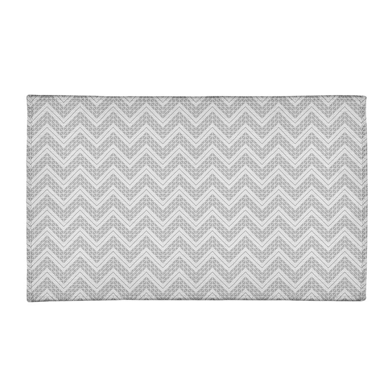 Tapis gris foncé/gris foncé à chevrons à main inversé, Rectangle 3 pi x 5 pi
