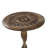 Brown Mango Wood Handmade Intricately Carved Floral Side End Accent Table with Spiral Leg and Elevate Base