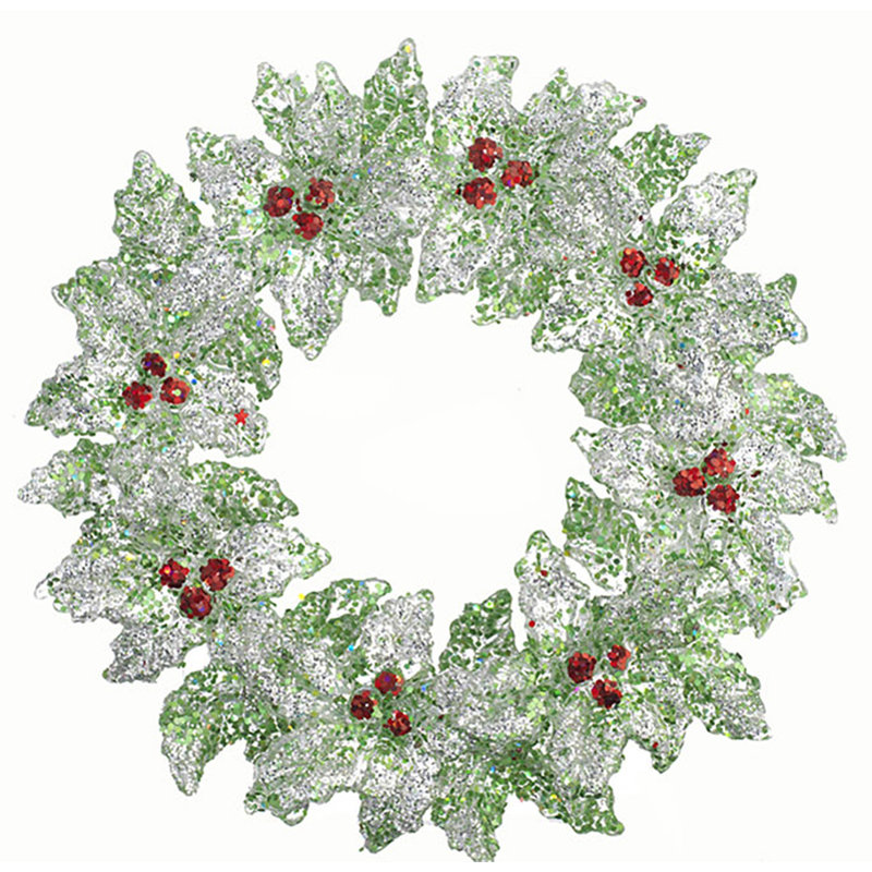 Couronne de 5 po en plastique scintillant holly