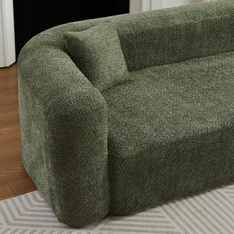 Canapé modulaire à dossier incurvé de luxe de 109,4 po, canapé à dossier incurvé de luxe moderne, deux coussins décoratifs en tissu de chenille, canapé à nuage de compression en L minimaliste et confortable pour le salon (méridienne droite)